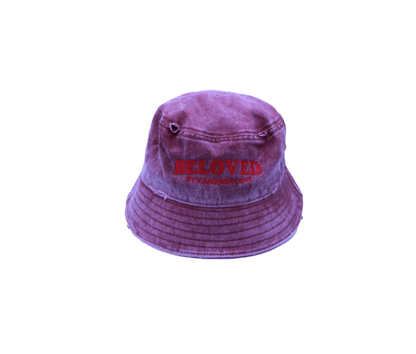 Distressed Bucket Hat (Cranberry)