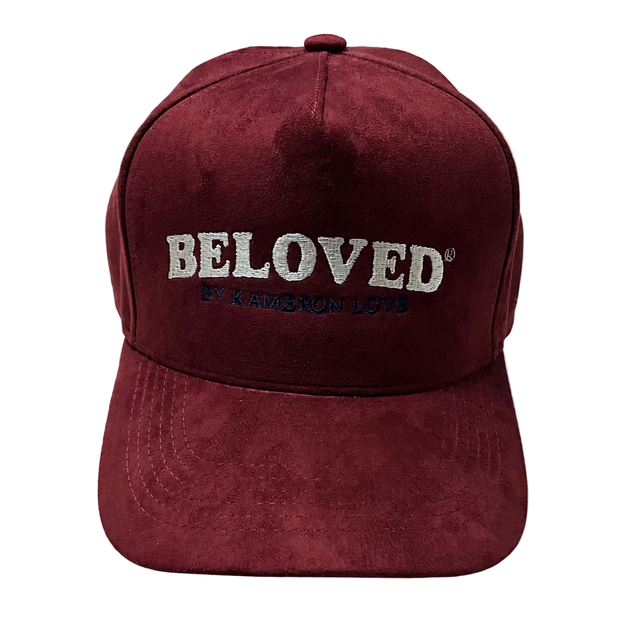 Beloved by Kameron Love burgundy suede cap, front view
