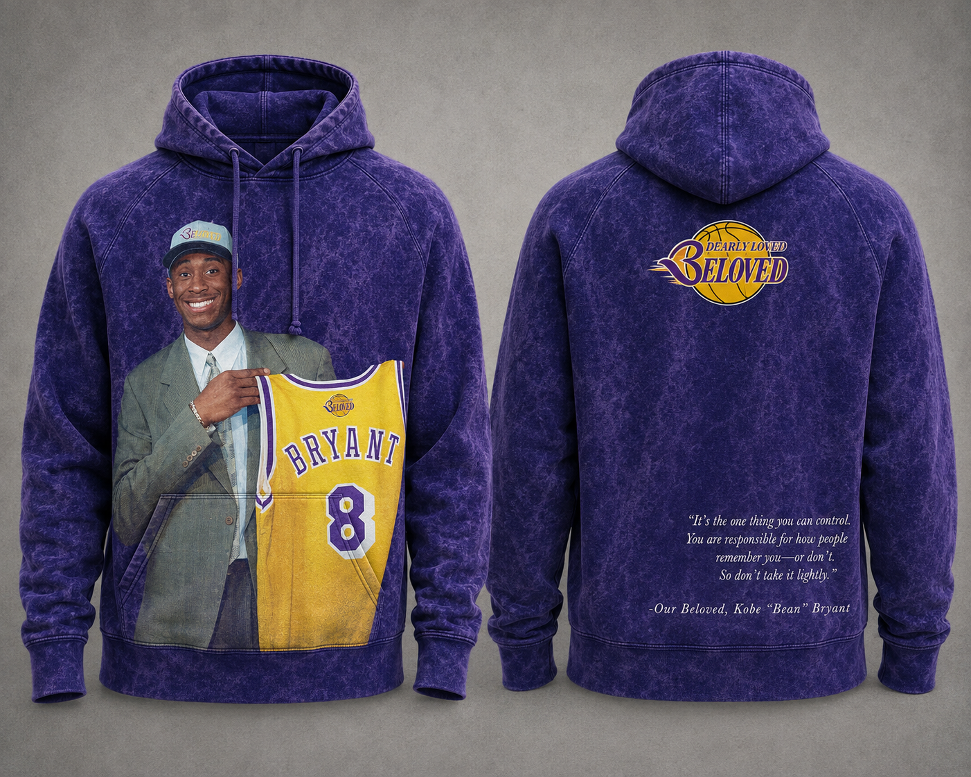Our Beloved Draft Day Kobe Bean Bryant vintage raglan hoodie, front and back